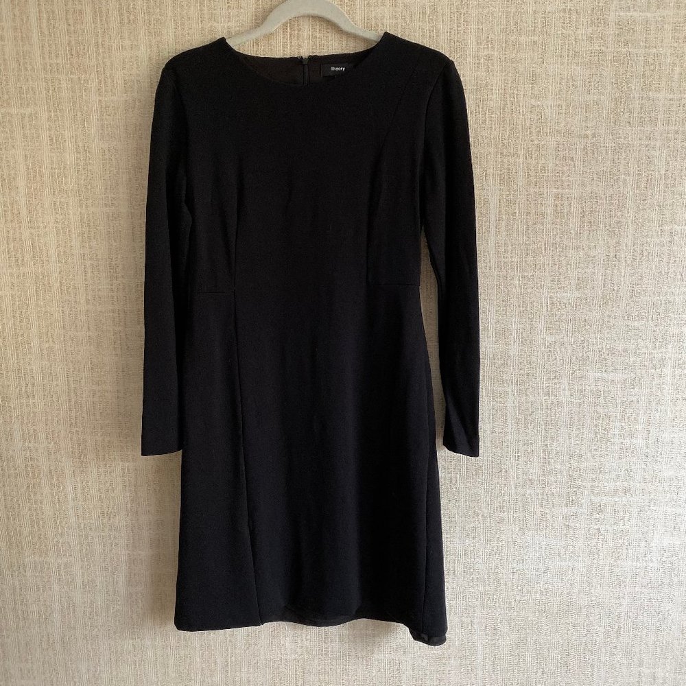 Theory black long sleeve sheath dress size 6